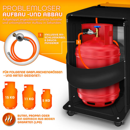 TRESKO Infrarot Gasheizung 4200W Gasofen mit Regler – Schwarz
