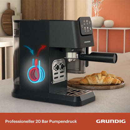 GRUNDIG KSM 6430 Siebträgermaschine - Dark Inox/Schwarz