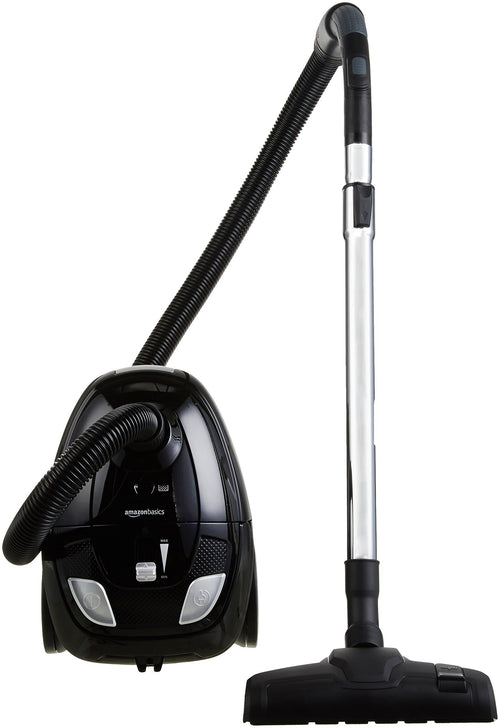 Amazon Basics VCB35B15C-1J7W-70 Staubsauger mit Beutel - Schwarz: Schwarzer Bodenstaubsauger mit Beutel, saugt Staub für die Bodenreinigung.