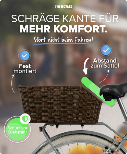 Büchel Fahrradkorb Polyrattan für Gepäckträger hinten, 18 Liter