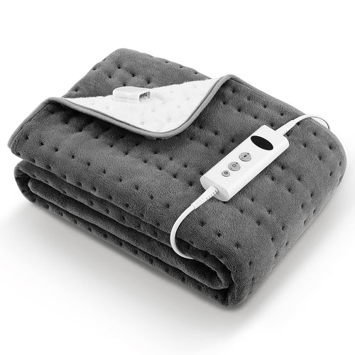 CURECURE Elektrisches Wärmeunterbett UB015, 150 x 80 cm, Grau, Korallenvlies mit elastischem Fixierband