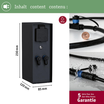 Paulmann Plug & Shine Rio Aussensteckdose Sensor IP44 Anthrazit