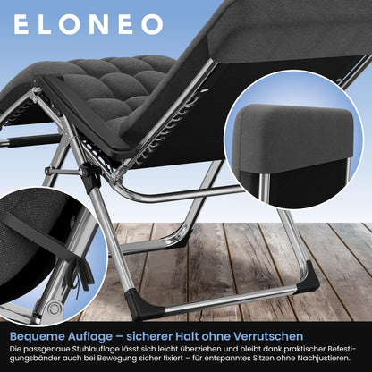 ELONEO Liegestuhl klappbar mit Polster, wetterfest, bis 200 kg