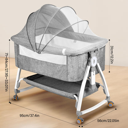 NIKYJM Beistellbett Baby 3-in-1 – Stubenwagen & Reisebett