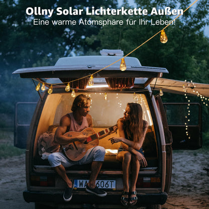 Ollny Solar Lichterkette Aussen, 24 S17 Glühbirnen, 12 m, dimmbar