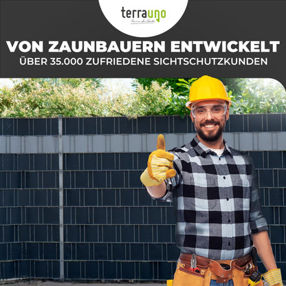 TerraUno Nachhaltige Sichtschutzstreifen - Doppelstab Anthrazit 26m