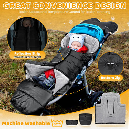 Orzbow Fussack Baby Kinderwagen Winter mitwachsend - schwarz