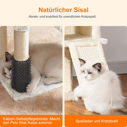 Heybly Kratzbaum HCT005SM mit Katzenbürste und Korb, Beige