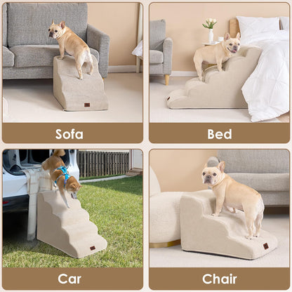 EHEYCIGA Hundetreppe für kleine Hunde, 3 Stufen, 40 cm, Beige