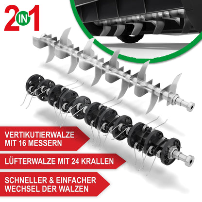 ONBEST 2in1 Elektro-Vertikutierer 1800 W, 38 cm, 45 l Fangkorb