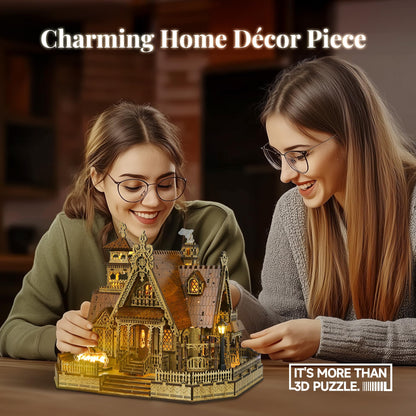 FUNPOLA LED 3D Holzpuzzle Miniatur Bausatz – Rural Cottage