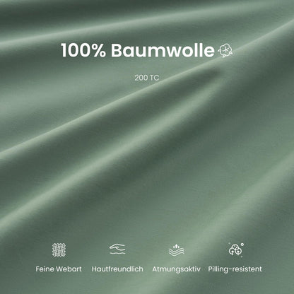 Duvetnova Bettwäsche-Set Salbeigrün 135x200 cm, Baumwolle, 4-teilig