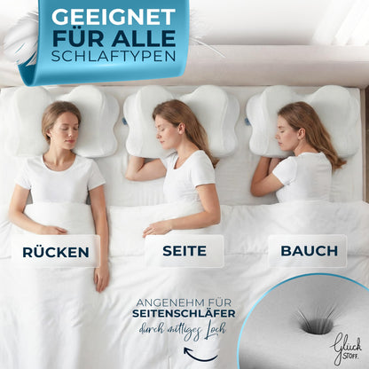 Glückstoff Ergonomisches Nackenkissen aus Memory Foam, Allrounder