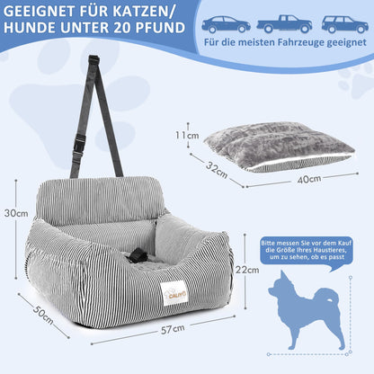 CALIYO Hundeautositz für kleine Hunde bis 10 kg, Schwarz/Weiss