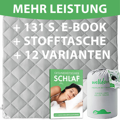 Welldora OPTICLIMA Allergiker Bettdecke - 135x200 Winter Silbergrau-Weiss