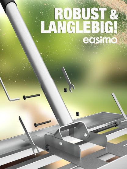 easimo Rasenrakel 43x25 cm mit 2,00 m Stange aus Stahl