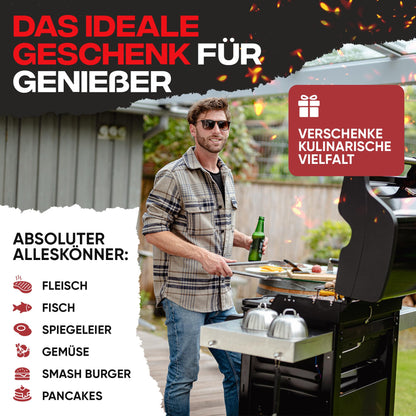 BergVibes Smash Burger Set aus Edelstahl, 6-teilig mit Burgerglocken
