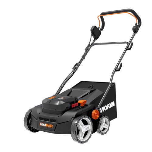 WORX Nitro WG855E.9 Akku Vertikutierer/Rasenlüfter 36cm ohne Akku. Schwarzer/orangener Vertikutierer für Moosentfernung und Bodenbelüftung des Rasens.