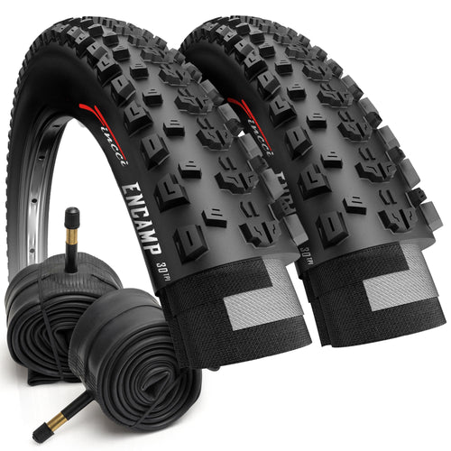 Fincci Fahrradreifen 26x2.25 MTB Faltreifen Set mit Schläuchen, faltbar, 3-mm-Profil