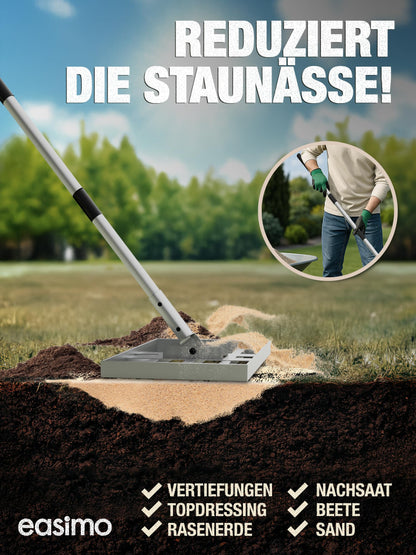 easimo Rasenrakel 43x25 cm mit 2,00 m Stange aus Stahl
