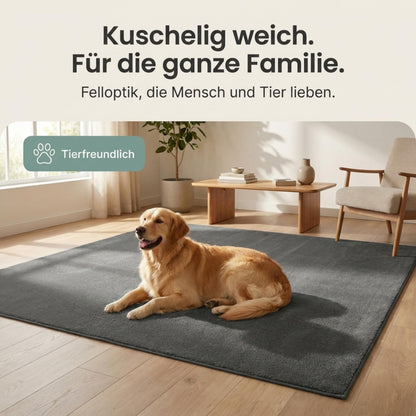 the carpet Relax Kurzflor Teppich Felloptik, Anthrazit, 240 x 240 cm