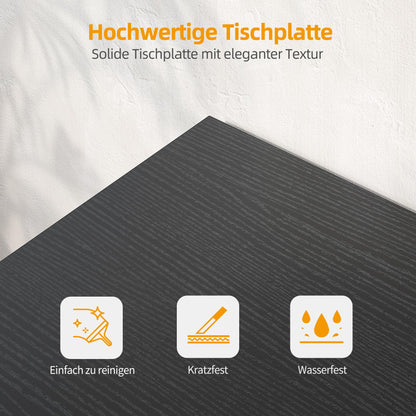 BEXEVUE Eckschreibtisch 100x70 cm Schwarz – Steckdosen, Reversibel