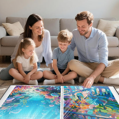 MOZOOSON Puzzlemappe für 1000 Teile, Aufbewahrung mit 25 Taschen