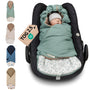 ULLENBOOM Einschlagdecke für Babyschale Kindersitz - Floral-Grün. Rechteckige Decke, floral-grün gemustert. Wärmt Babys in Babyschale und Kindersitz.