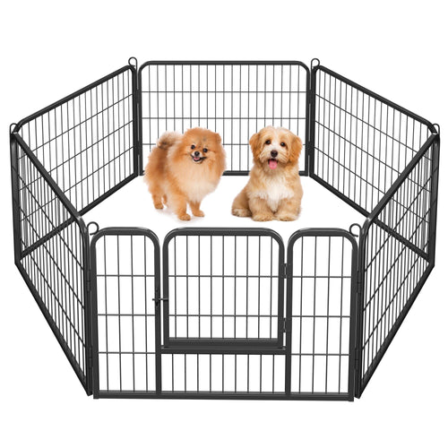 Yaheetech Welpenlaufstall 6 Gitter 80x60 cm – Innen/Aussen. Metallfarbener Laufstall für sicheren Welpenauslauf.