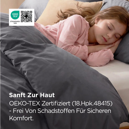 BEDSURE Bettwäsche-Set 135x200 cm Baumwolle 4-teilig Anthrazit