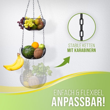 BS Obstkorb hängend – Hängekorb für Obst und Gemüse, schwarz