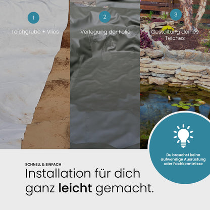 TeichVision PVC Teichfolie schwarz 0,5 mm 4 x 3 m UV-stabil