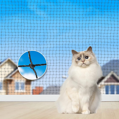 Aystkniet Katzennetz Balkon 10x2 m, drahtverstärkt und UV-beständig, 3x3-cm-Maschen