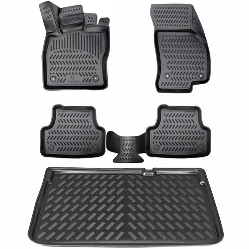 ELMASLINE Seat Arona 3D Matten & Wanne – Oberer Ladeboden. Schwarze, passgenaue 3D-Matten und Wanne. Schützt den oberen Kofferraumboden.