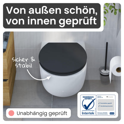 instmaier Gaia WC Sitz MDF Schwarz - Oval, Absenkautomatik