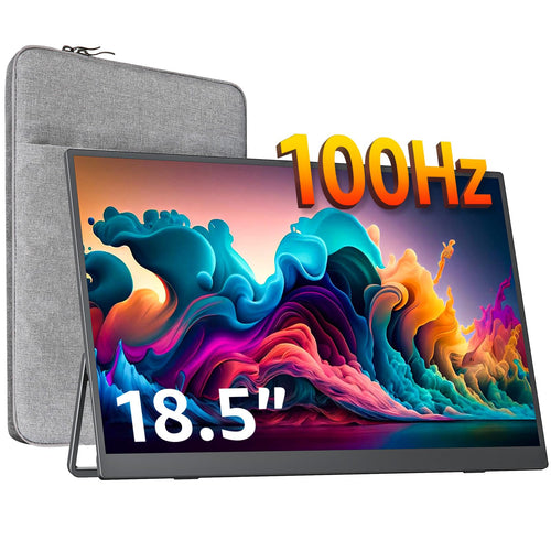 cocopar 18,5 Zoll tragbarer Gaming Monitor 100Hz USB-C HDMI. Rechteckiger, schwarzer Bildschirm für flüssiges Gaming mobil.