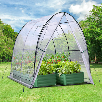 Ohuhu Foliengewächshaus GGH-05, begehbar, 180x180x200 cm, weiss mit PE-Abdeckung und Spitzdach
