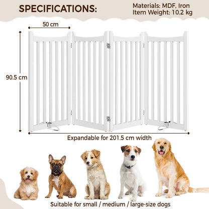 Yaheetech Hundeabsperrgitter faltbar – 4 Paneele, 201,5 cm, Weiss