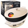 STONELINE Cocotte Bräter Aluguss Induktion 32cm - Creme. Cremefarbener Bräter zum Braten, Schmoren und Kochen.