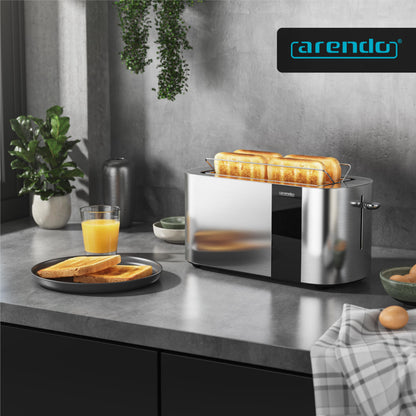 Arendo Edelstahl Toaster 4 Scheiben Langschlitz Touchscreen