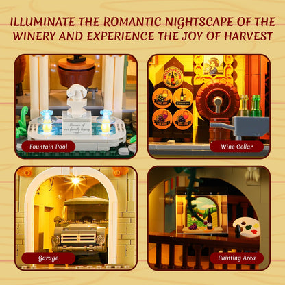 Lumibricks Weinbau-Anwesen Klemmbausteine-Set mit LED, 2800 Teile