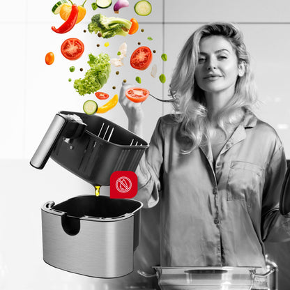 LEHMANN Heissluftfritteuse XL 6,5 L mit 8 Programmen, Air Fryer