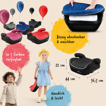 WALSER Andy Kindersitzerhöhung ISOFIX - 125-150cm Schwarz