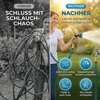 Xonic Tirex Flexibler Gartenschlauch 30 m mit 10 Strahlarten, Blau