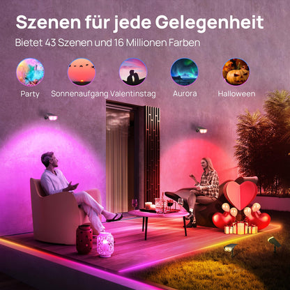 Linkind SL5 Smart Solar Gartenstrahler 4er Set mit Bewegungsmelder