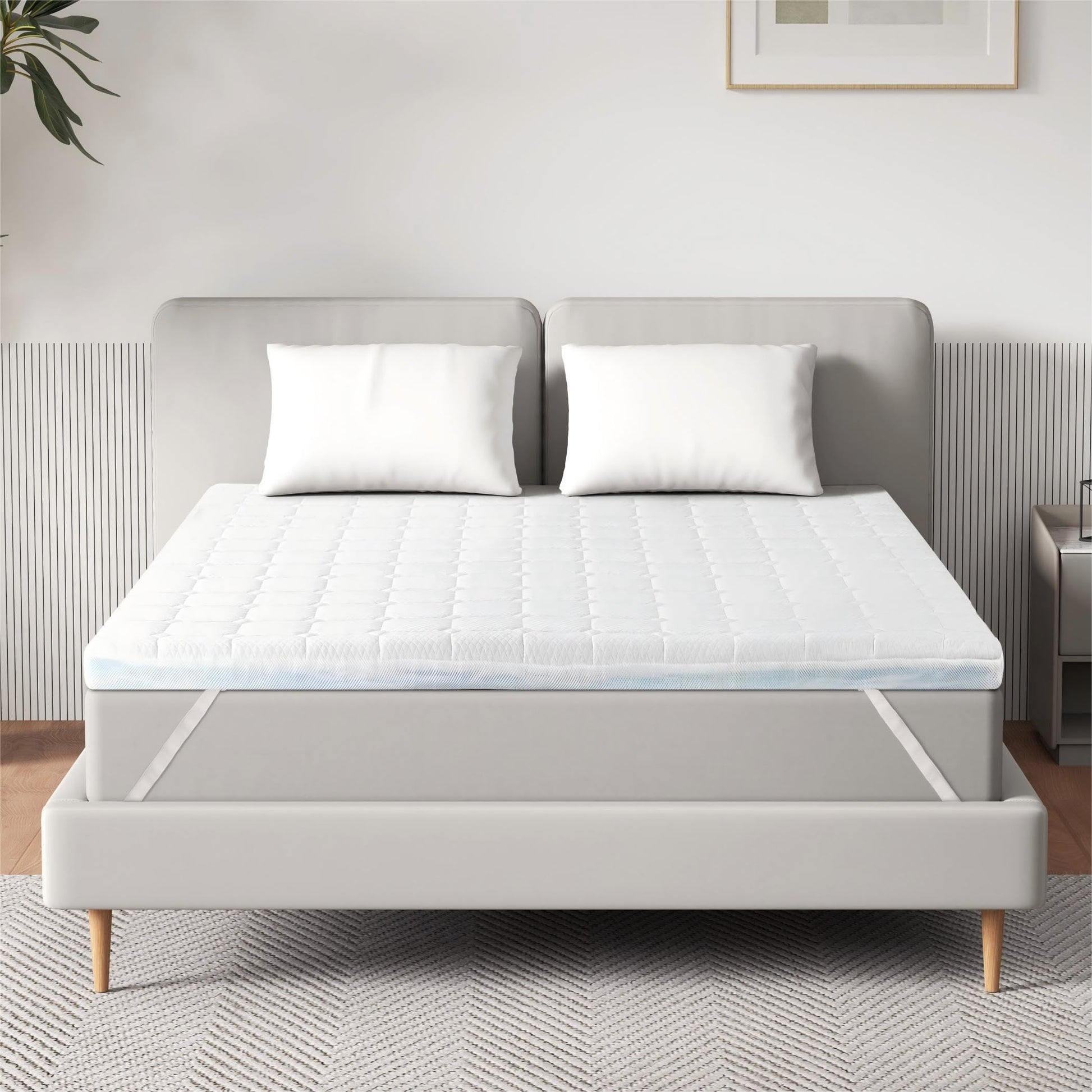 EGO HOME Schaumstoff Matratzentopper 7 Zonen Öko-TEX 140x200 cm, rechteckig, weiß. Erhöht den Liegekomfort auf Matratzen.