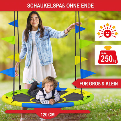 ONBEST Nestschaukel Ø 120 cm, Tellerschaukel für Indoor und Outdoor