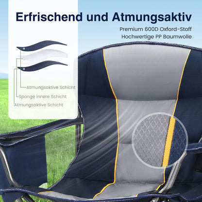 HIGH POINT SPORTS Campingstuhl faltbar 2er Set XXL gepolstert Blau