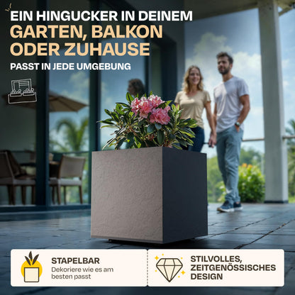 Ondis24 Vulkan Pierre 50 Pflanzkübel Schiefer Optik - Anthrazit