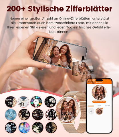 LIGE FV21 Smartwatch Damen mit AMOLED-Display, Roségold